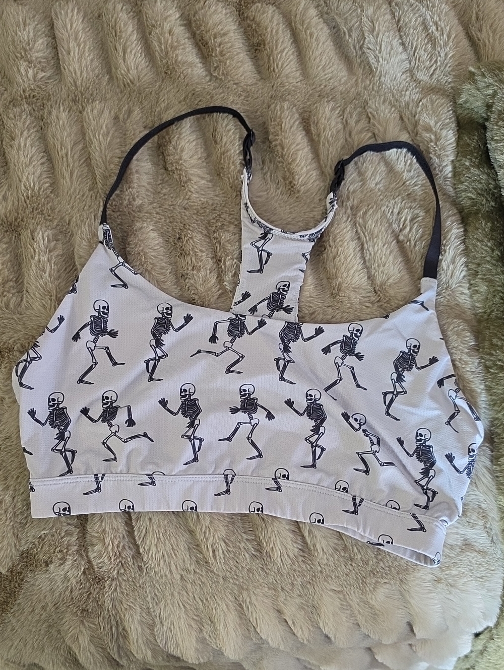 Like New MeUndies Size Small Sports Bra Black Skeleton Print